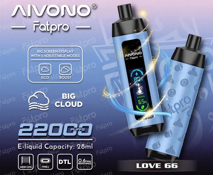 Aivono Fatpro 22000 Puffs Vape - Amor 66: O novo patamar da experiência vaping no Brasil
